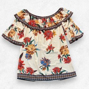 Flying Tomato Dress Womens L Off The Shoulder Floral Bell Sleeve Blouson Ruffled